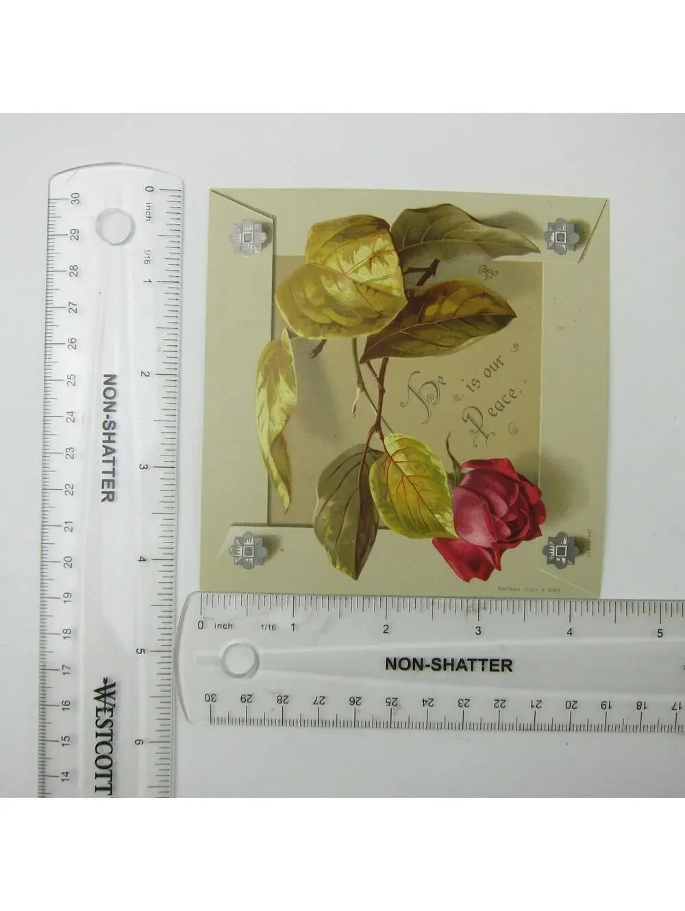 Victorian Greeting Card Easter Red Rose Flower Raphael & Tuck Antique